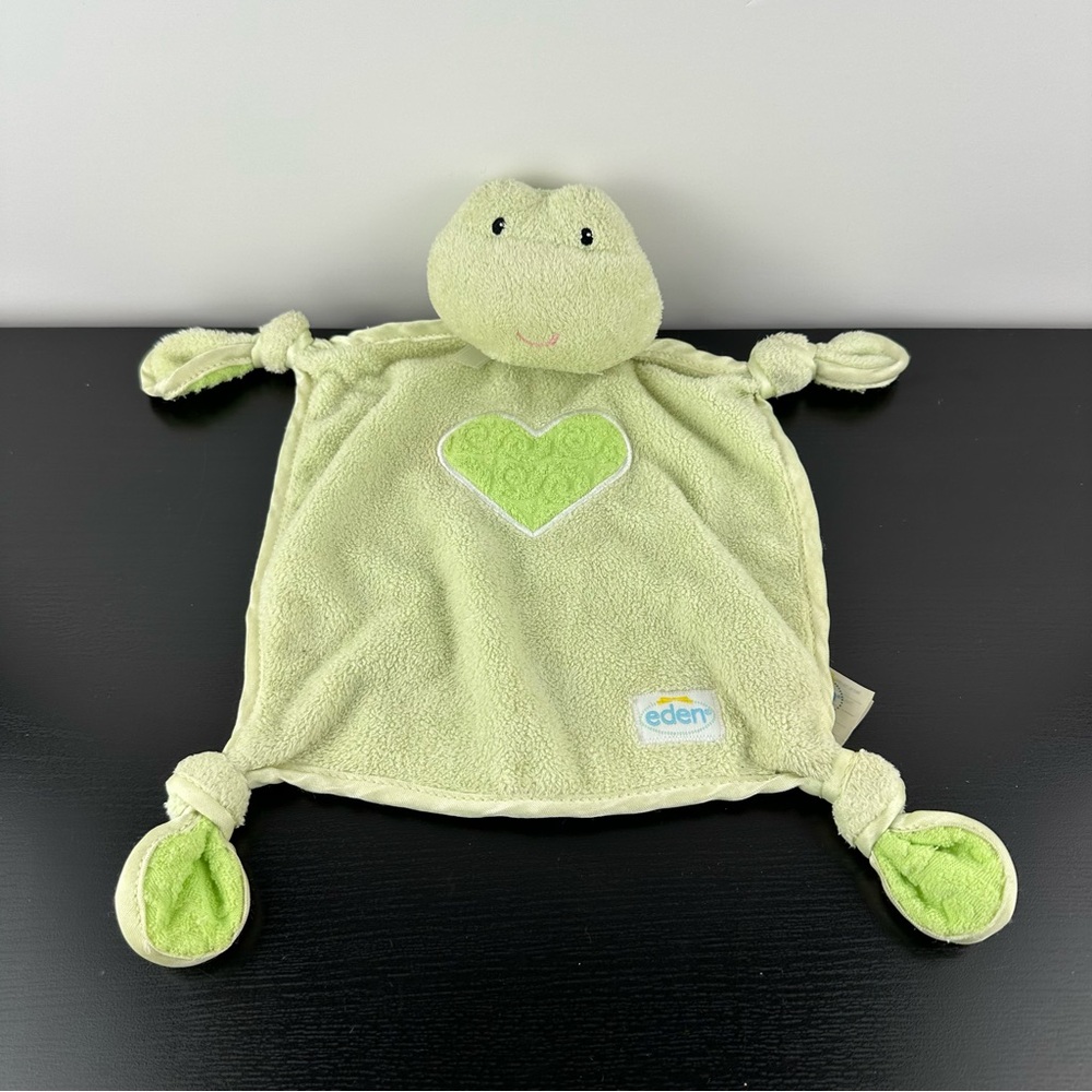 Eden Frog Security Blanket Lovey Green Heart Knots Baby Toy Plush Vintage 2003